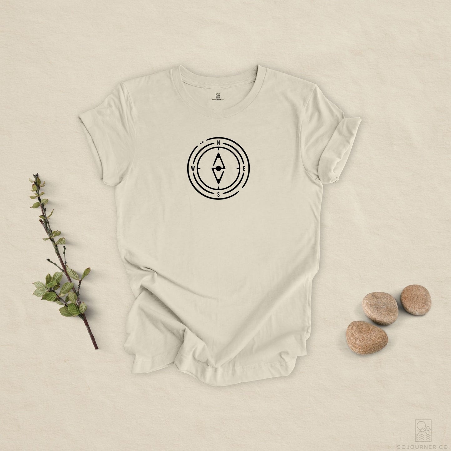 The Compass Tee – Minimalist Direction Line Art