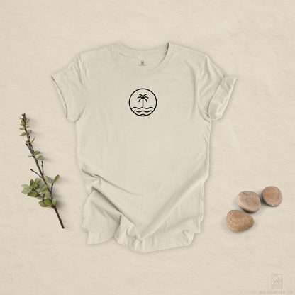 Coastal Circle Tee – Palm & Waves Minimalist Design