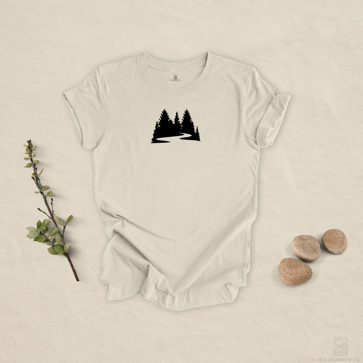 Winding Pines Tee – Bold Minimalist Forest Design