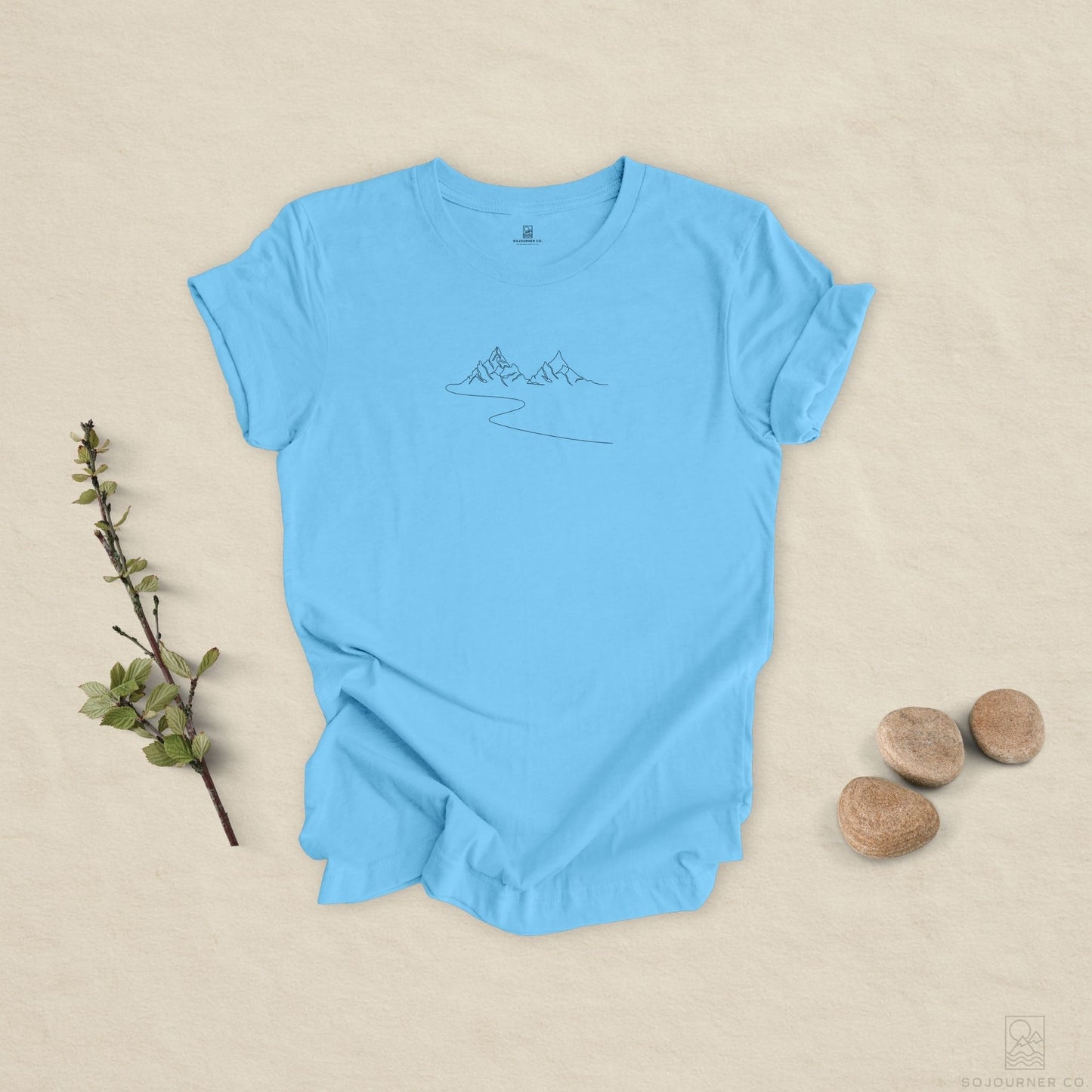 Single Line Mountain Tee – Unisex Minimalist Nature Shirt