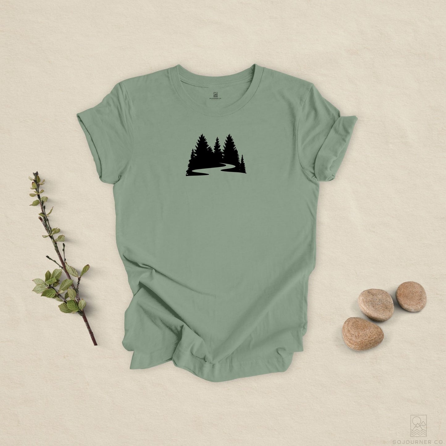 Winding Pines Tee – Bold Minimalist Forest Design