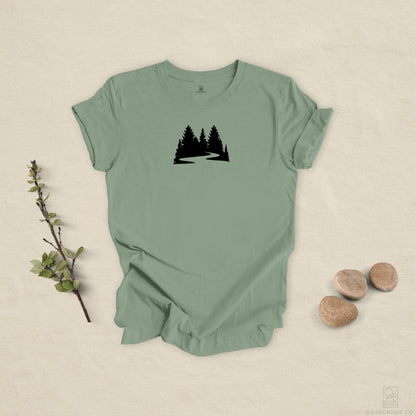Winding Pines Tee – Bold Minimalist Forest Design