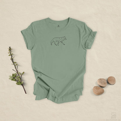 The Quiet Path – Minimalist Wolf Line Art Tee
