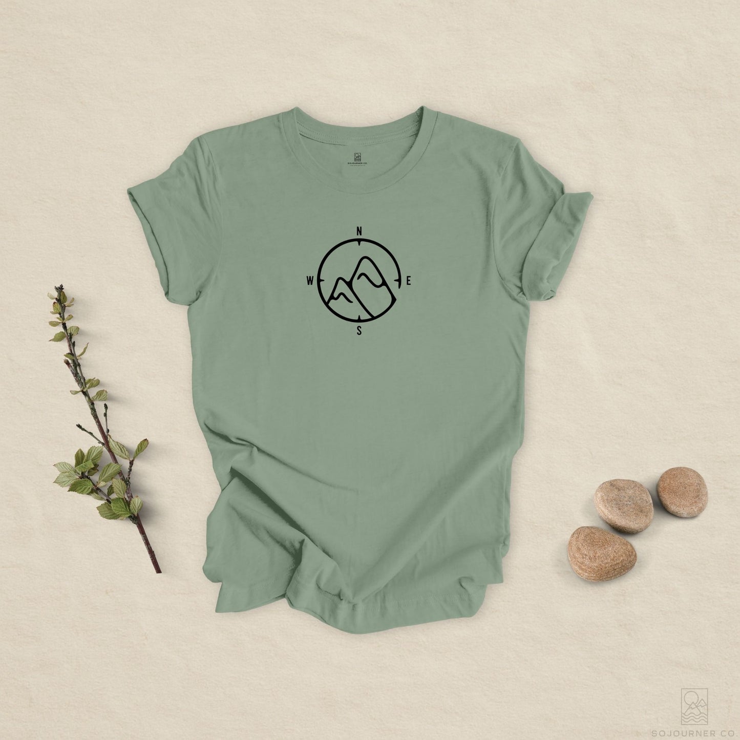 Mountain Compass Tee – Minimalist Nature Navigation