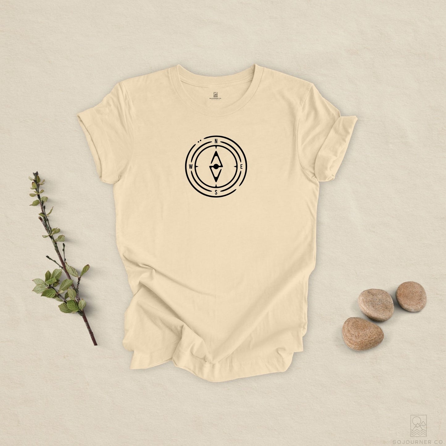 The Compass Tee – Minimalist Direction Line Art