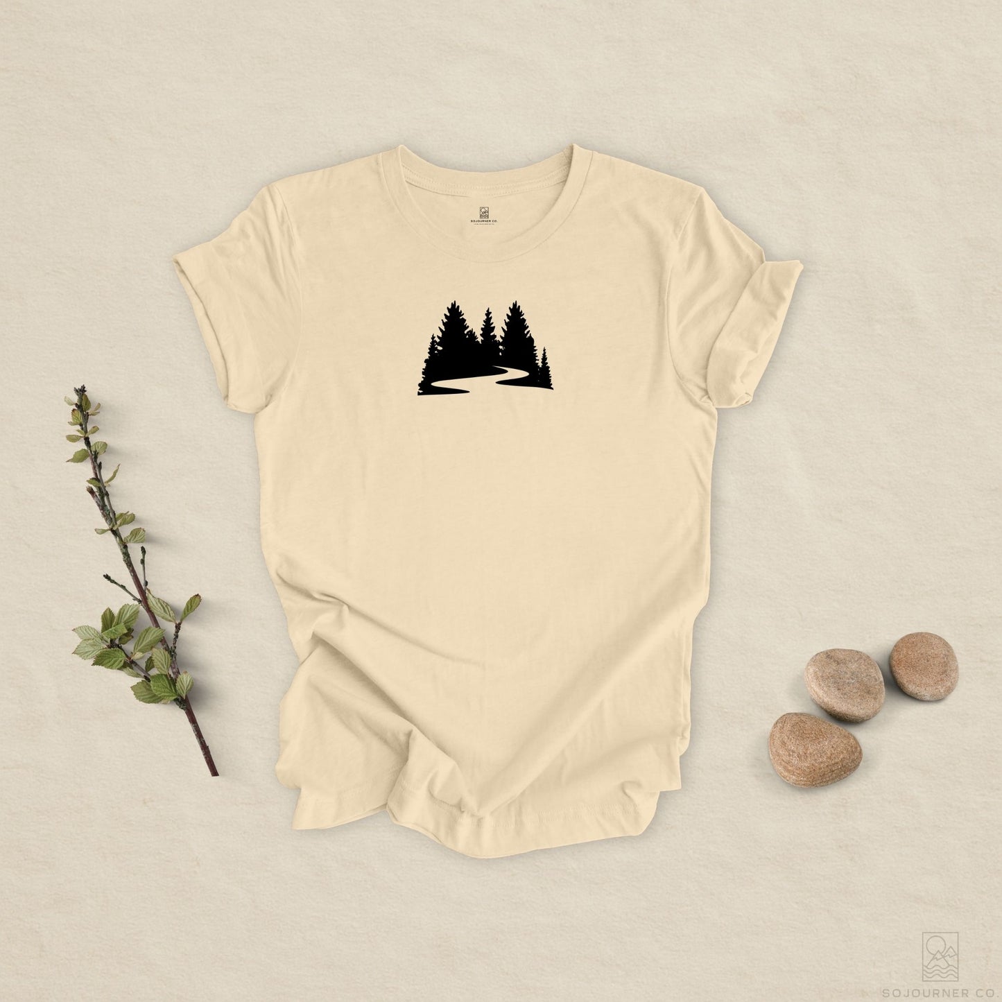 Winding Pines Tee – Bold Minimalist Forest Design