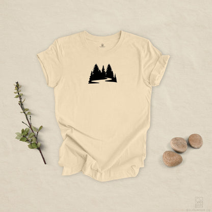 Winding Pines Tee – Bold Minimalist Forest Design