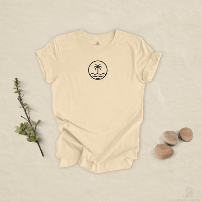 Coastal Circle Tee – Palm & Waves Minimalist Design