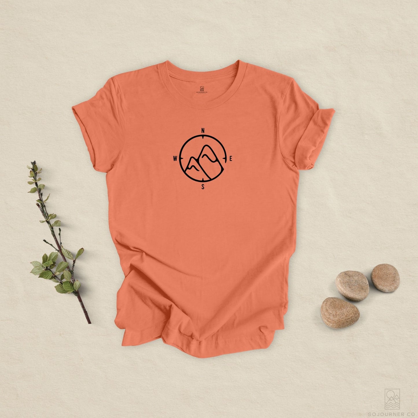 Mountain Compass Tee – Minimalist Nature Navigation