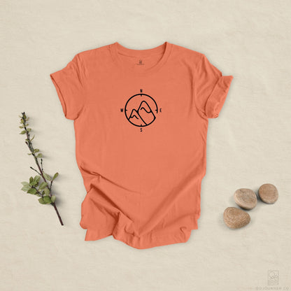 Mountain Compass Tee – Minimalist Nature Navigation