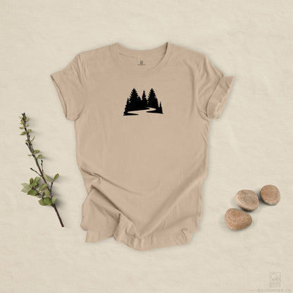 Winding Pines Tee – Bold Minimalist Forest Design