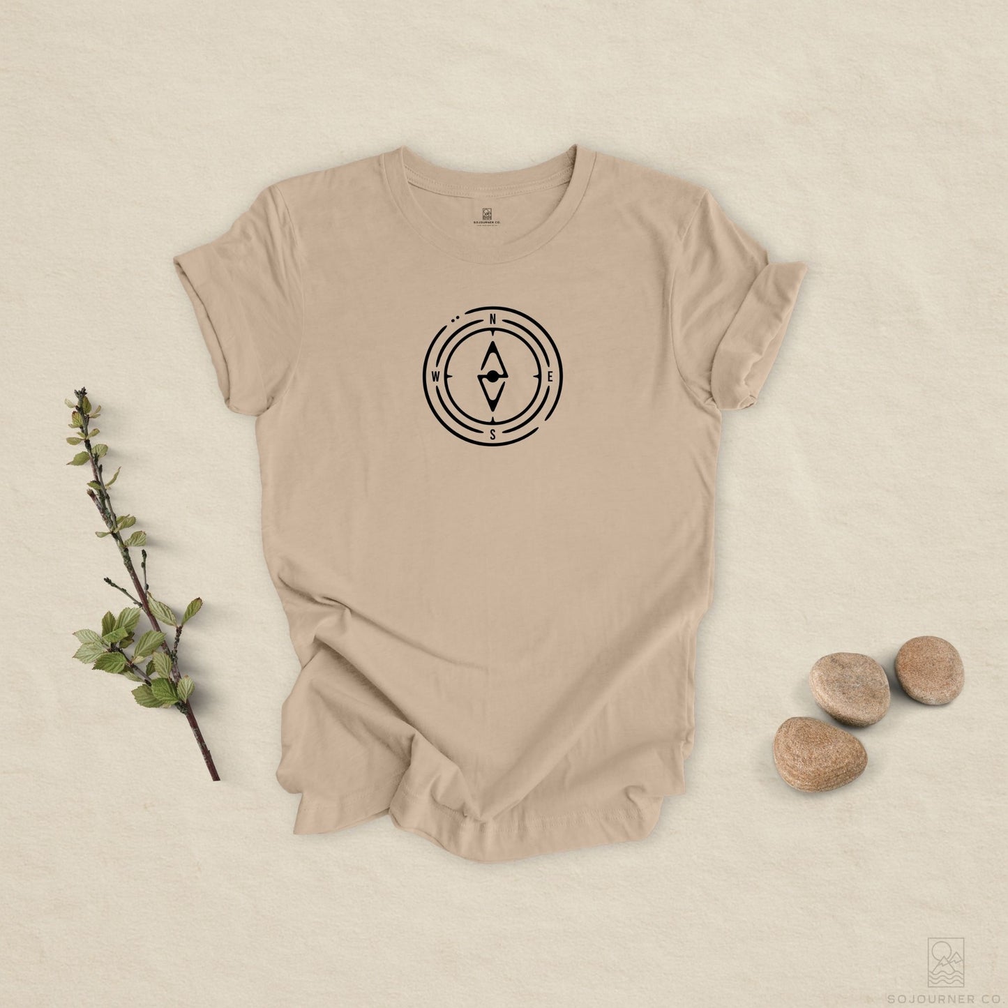 The Compass Tee – Minimalist Direction Line Art