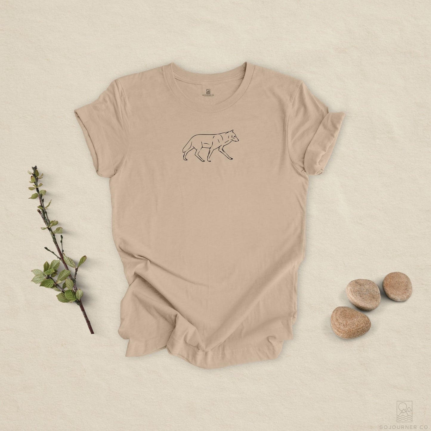 The Quiet Path – Minimalist Wolf Line Art Tee