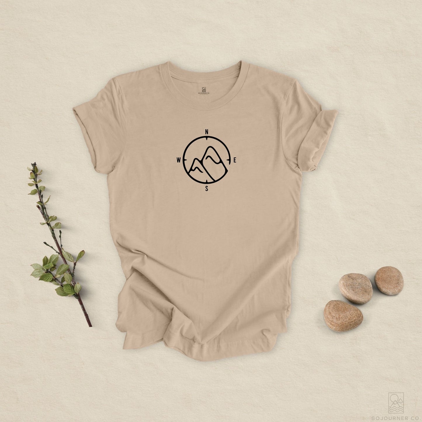 Mountain Compass Tee – Minimalist Nature Navigation