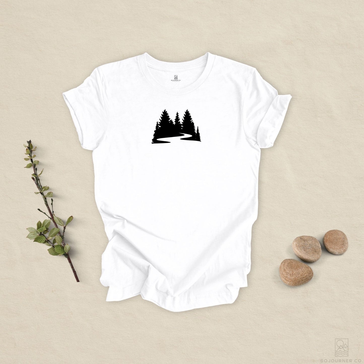 Winding Pines Tee – Bold Minimalist Forest Design