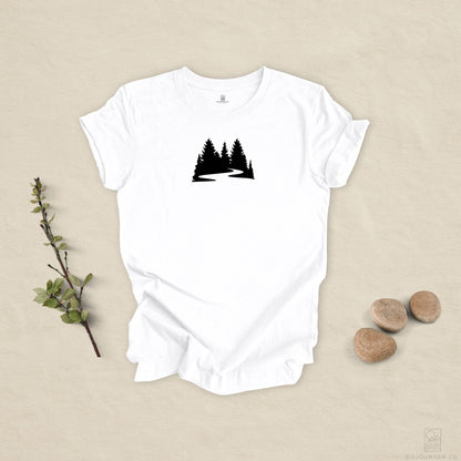 Winding Pines Tee – Bold Minimalist Forest Design