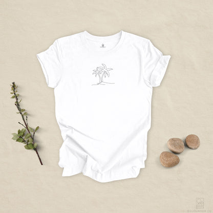 Minimalist Palm Tee – Coastal Calm Line Art
